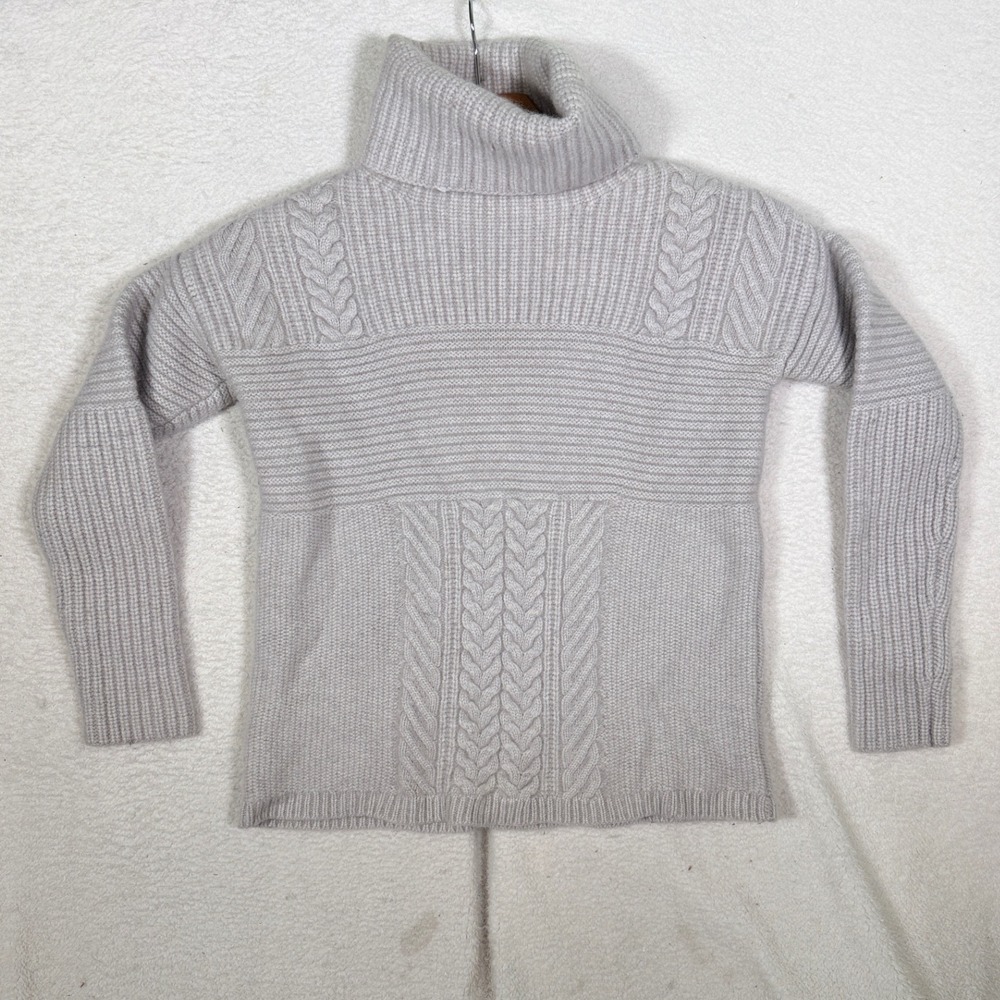 Banana Republic Todd & Duncan Scottish Cashmere Gray Cable Turtleneck Sweater S